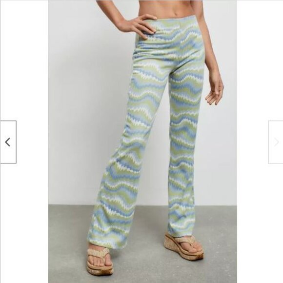 NWT Urban Outfitters UO Sz S Bryn Pull On Flare Pant pants high-rise XL Lime - Picture 2 of 13